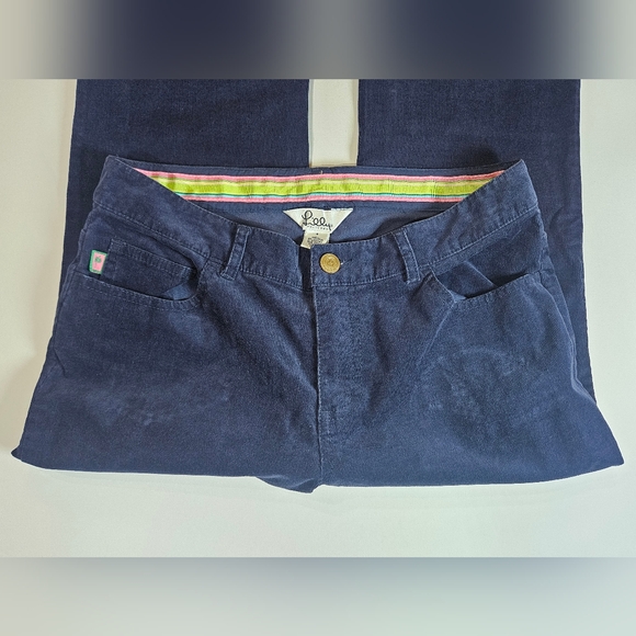 Lilly Pulitzer Womens Corduroy Pants Size 4 Blue Boot Cut Mid Rise Retro - Picture 5 of 9